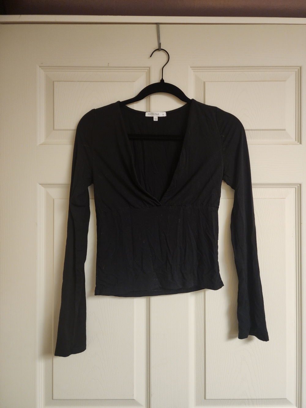 Black Long-Sleeve V-Neck Tee by Aritzia